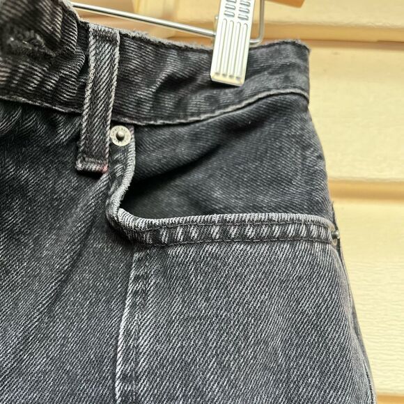 Reformation, distressed, black denim ankle pants, zipper closure, pockets, 25 - Picture 3 of 7